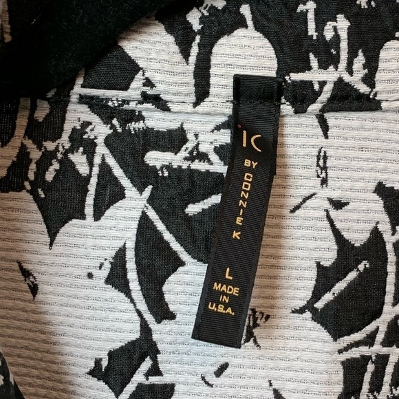 IC By Connie K Jacket Black And White Floral Green Piping Statement Button Large - Picture 6 of 7